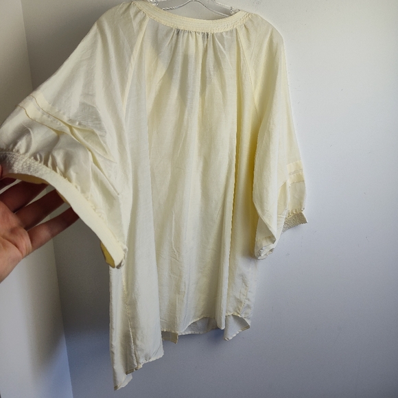 Silk Marina Rinaldi Sport blouse ivory shirt cotton lightweight 31 US 22 ruffle - Picture 15 of 15